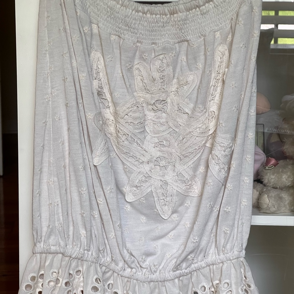 Flying tomato Eyelet Strapless top size M ivory - Picture 7 of 8